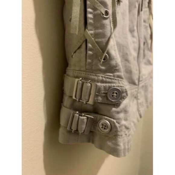 Mur Mur Khaki Vest 100% Linen Zip Up - Picture 4 of 12